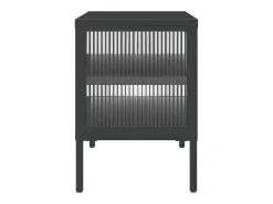 Mueble de TV vidrio y acero negro 105x35x50 cm