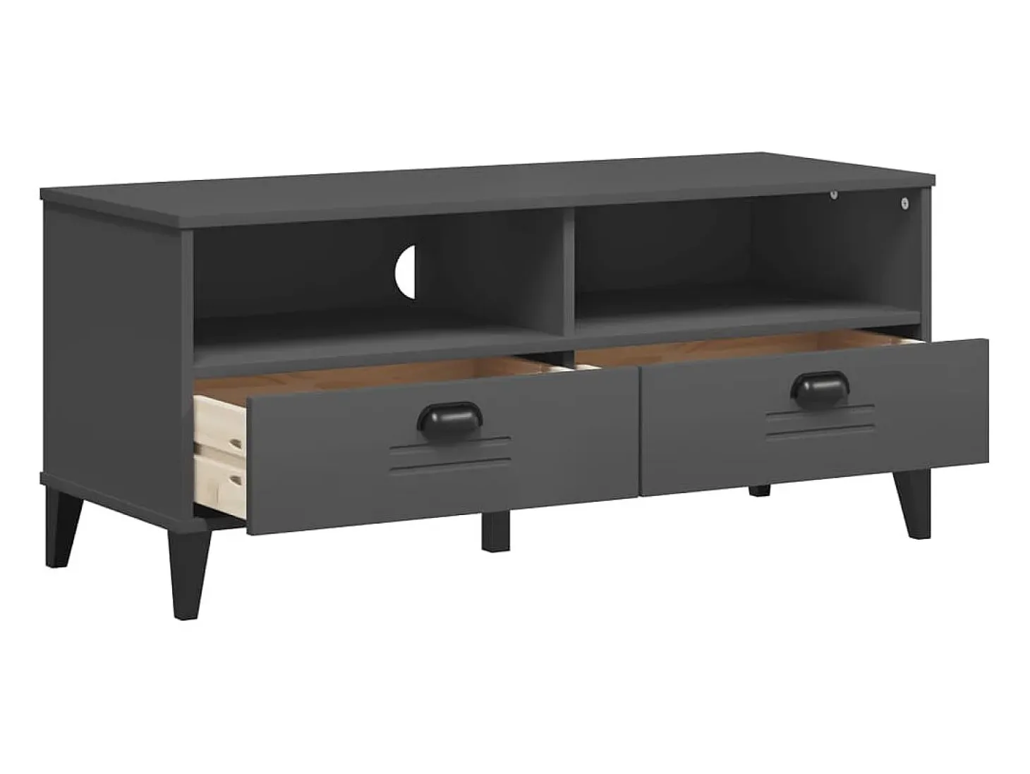 Mueble de TV VIKEN de madera maciza de pino gris antracita