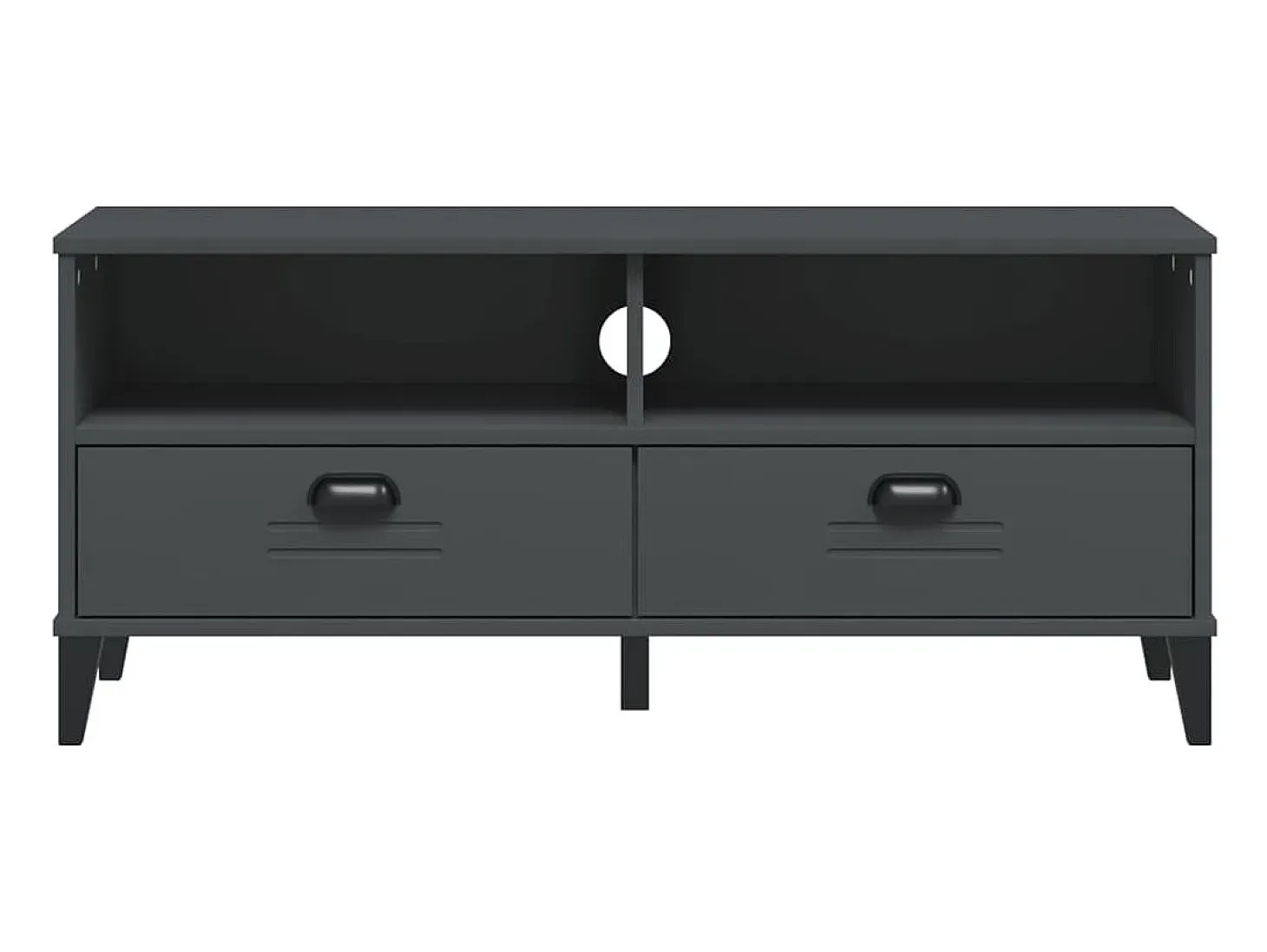 Mueble de TV VIKEN de madera maciza de pino gris antracita