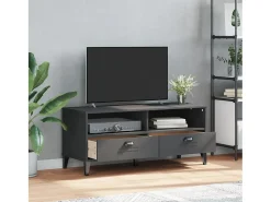 Mueble de TV VIKEN de madera maciza de pino gris antracita