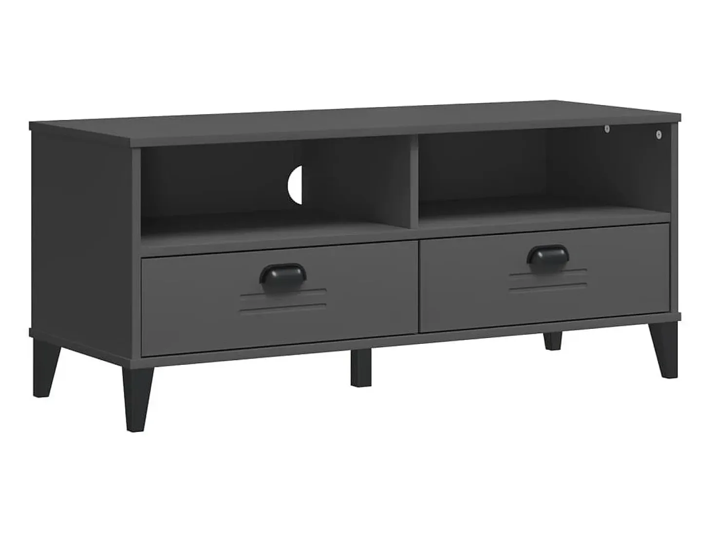 Mueble de TV VIKEN de madera maciza de pino gris antracita