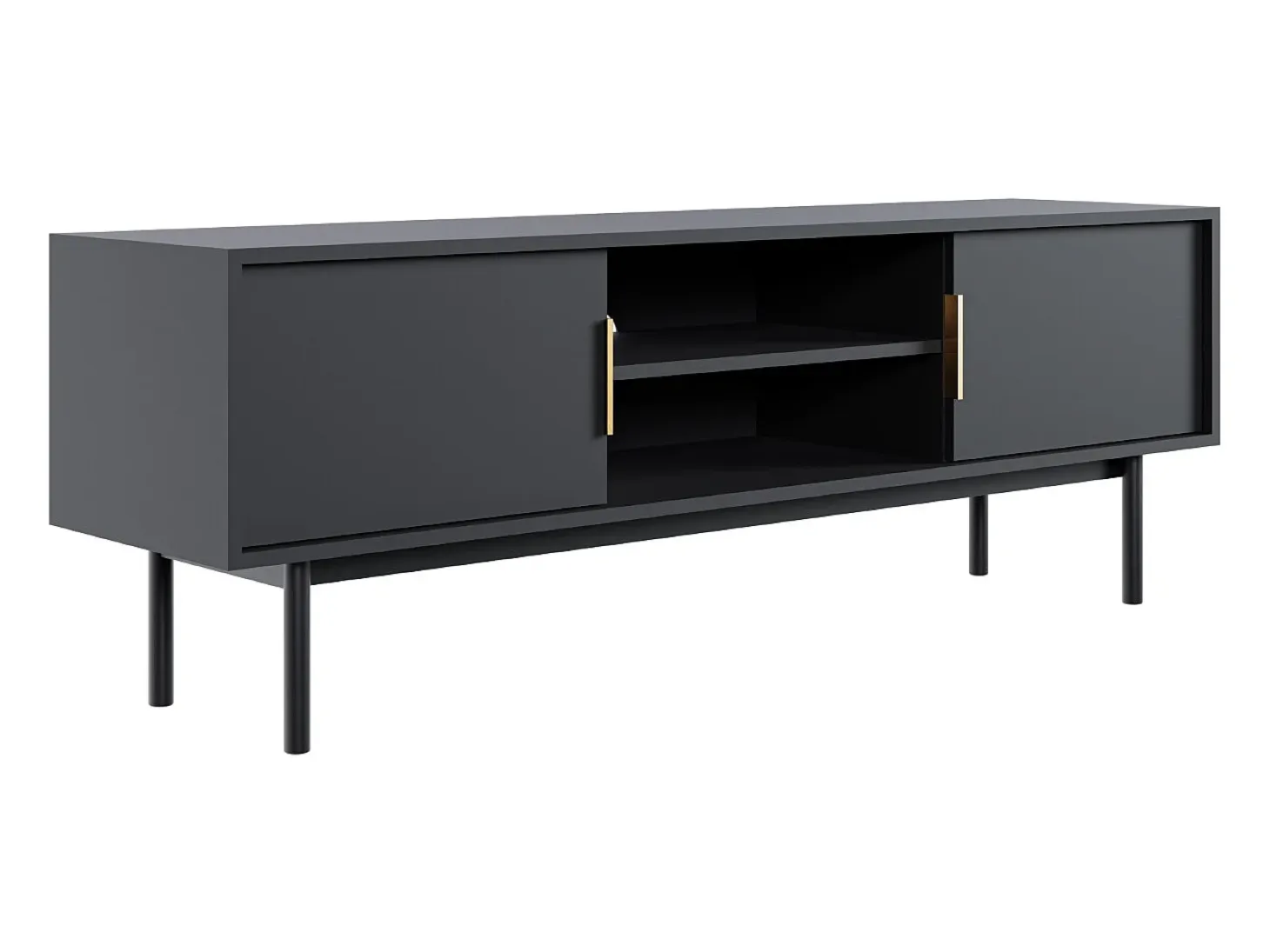 Mueble de TV Viva negro/negro/dorado