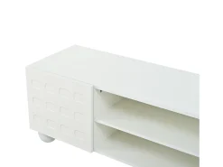 Mueble de TV 200x40x44 cm - 3 puertas - Almacenamiento semiabierto - Puertas estampadas - Tableros de partículas - Blanco