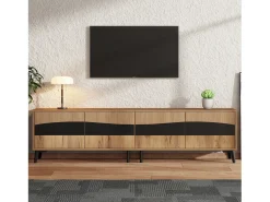 Mueble de TV 180x40x50 cm - 4 puertas - para televisor de hasta 75 pulgadas - aspecto madera - Natural