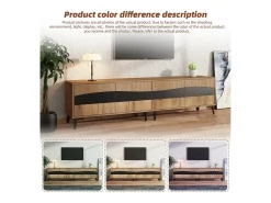 Mueble de TV 180x40x50 cm - 4 puertas - para televisor de hasta 75 pulgadas - aspecto madera - Natural