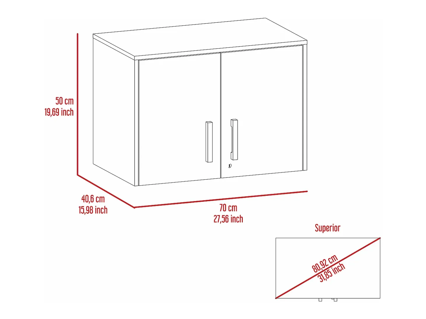 Mueble despensa Cyrus en melamina con 3 estantes , 50 cm X 70 cm X 40.5 cm , Negro