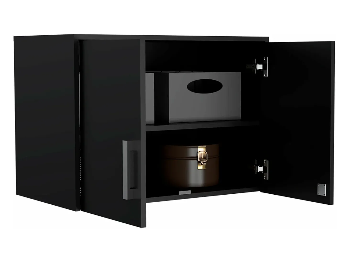 Mueble despensa Cyrus en melamina con 3 estantes , 50 cm X 70 cm X 40.5 cm , Negro