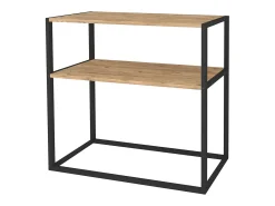 Mueble Entrada Recibidor Rus Estantes Negro y Roble Safir 90x90x34 cm