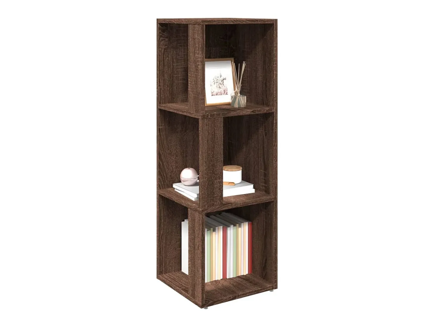 Mueble esquina madera contrachapada marrón roble 33x33x100 cm