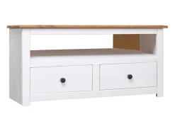 Mueble esquinero TV madera pino estilo Panamá blanco 93x49x49cm