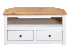 Mueble esquinero TV madera pino estilo Panamá blanco 93x49x49cm