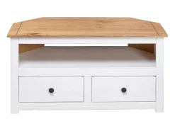 Mueble esquinero TV madera pino estilo Panamá blanco 93x49x49cm ES95189