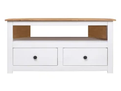 Mueble esquinero TV madera pino estilo Panamá blanco 93x49x49cm ES95189