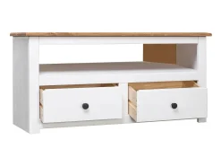 Mueble esquinero TV madera pino estilo Panamá blanco 93x49x49cm ES95189