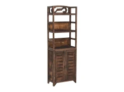 Mueble expositor madera de paulownia marrón oscuro 46x24x140 cm ES841820