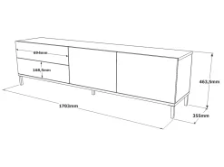 Mueble Luvio Tv Patas De Metal - Venprodin - 170 Cm Roble