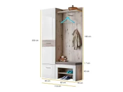 Mueble para entrada - ONYX 5 - Color roble y blanco