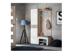 Mueble para entrada - ONYX 5 - Color roble y blanco