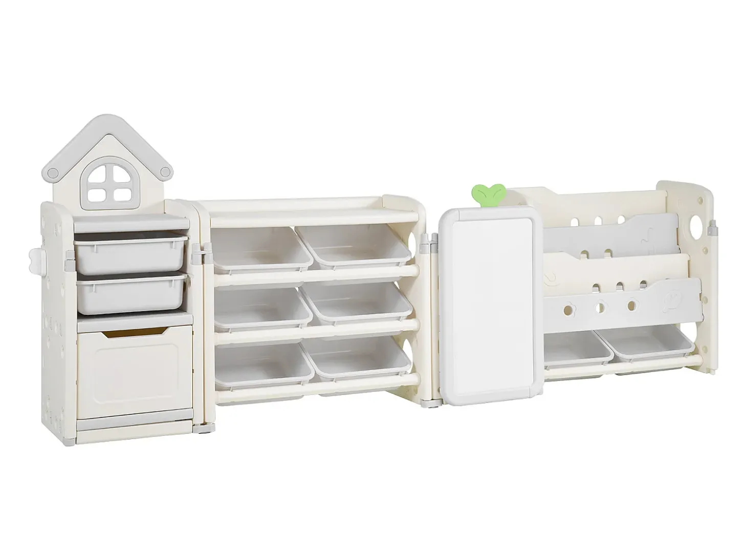 Mueble para Guardar Juguetes Infantiles SucceBuy, con Estantería y Tablero para Dibujar, de 4 Niveles con 10 Cubos de Plástico Extraíbles, para Guarderías