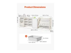 Mueble para Guardar Juguetes Infantiles SucceBuy, con Estantería y Tablero para Dibujar, de 4 Niveles con 10 Cubos de Plástico Extraíbles, para Guarderías
