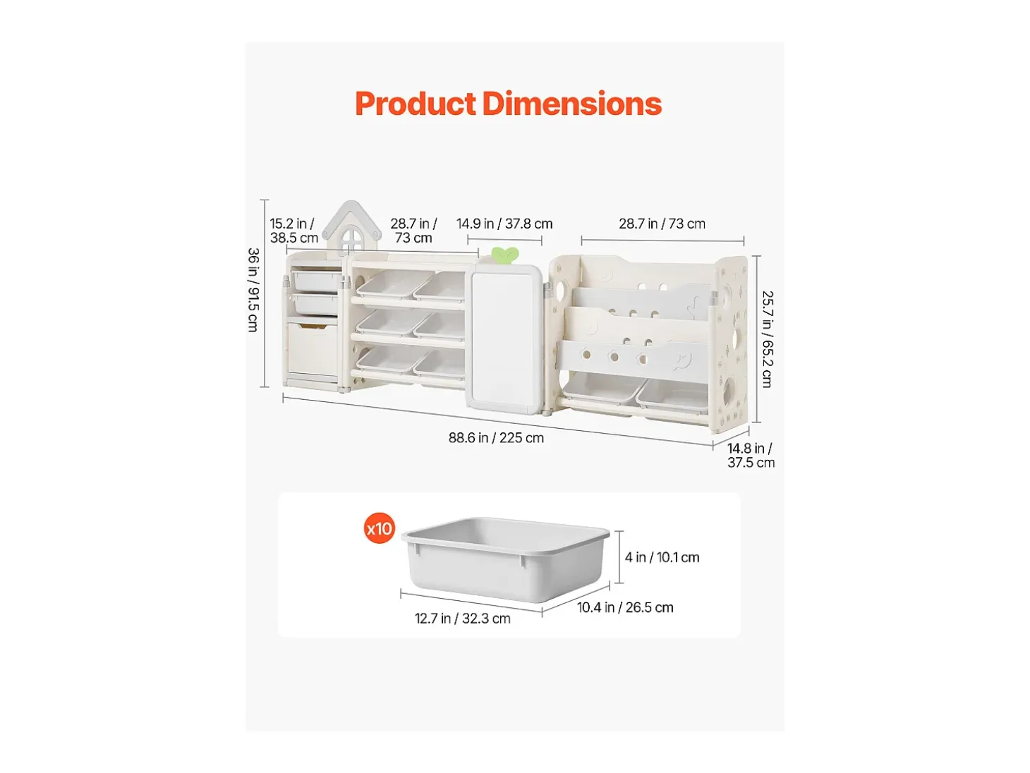 Mueble para Guardar Juguetes Infantiles SucceBuy, con Estantería y Tablero para Dibujar, de 4 Niveles con 10 Cubos de Plástico Extraíbles, para Guarderías