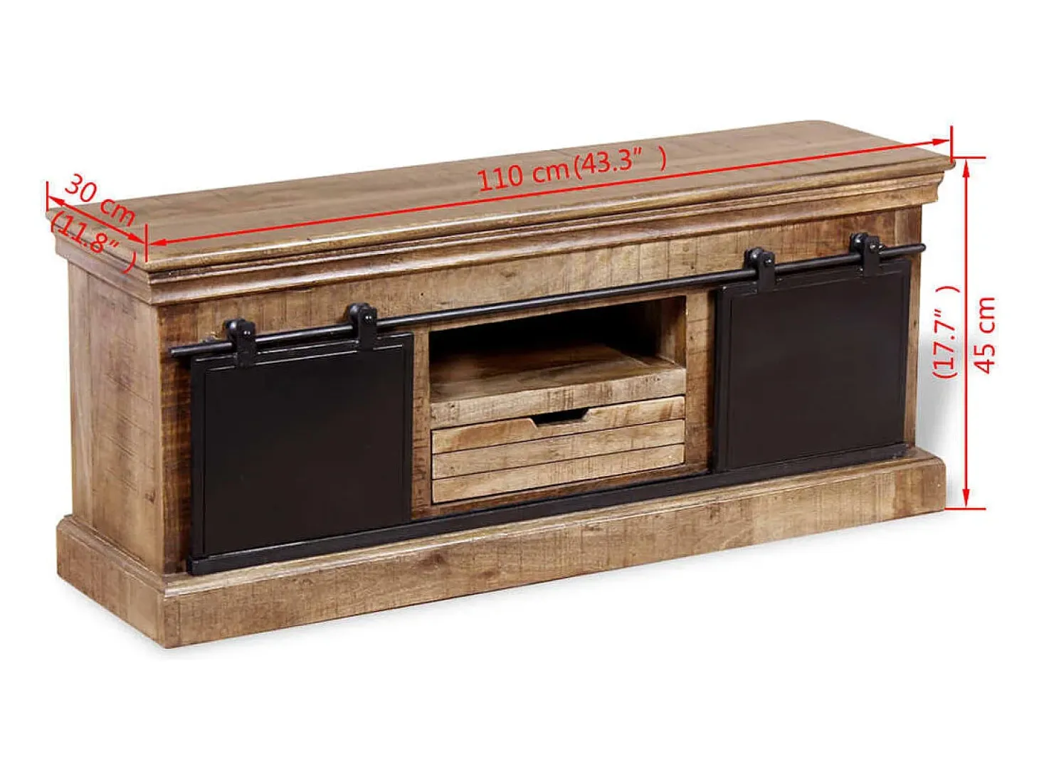 Mueble para la televisión de madera maciza mango 110x30x45 cm