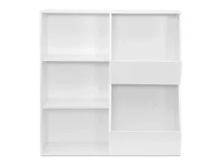 Mueble para niños, 3 estantes y 2 espacios de almacenamiento blanco