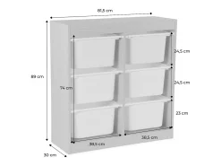 Mueble para niños con 6 cubos de almacenaje natural