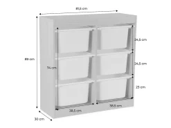 Mueble para niños con 6 cubos de almacenaje blanco