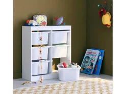 Mueble para niños con 6 cubos de almacenaje blanco