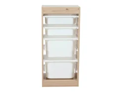 Mueble para niños con 4 cubos de almacenaje natural