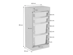 Mueble para niños con 4 cubos de almacenaje natural