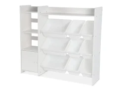 Mueble para niños con 9 cubos, 4 estantes y 1 puerta blanco