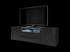 Mueble para TV - negro mate / negro brillo - con iluminación LED - Bros