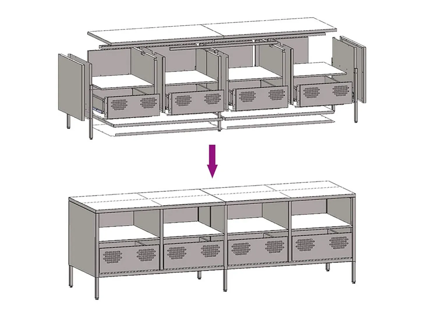 Mueble para TV acero laminado en frío rosa 135x39x43,5 cm