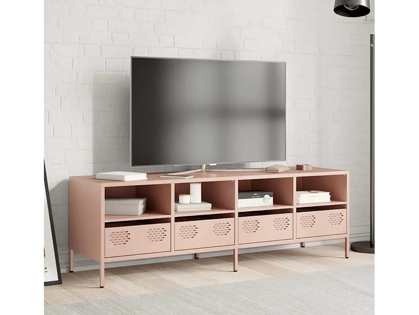 Mueble para TV acero laminado en frío rosa 135x39x43,5 cm