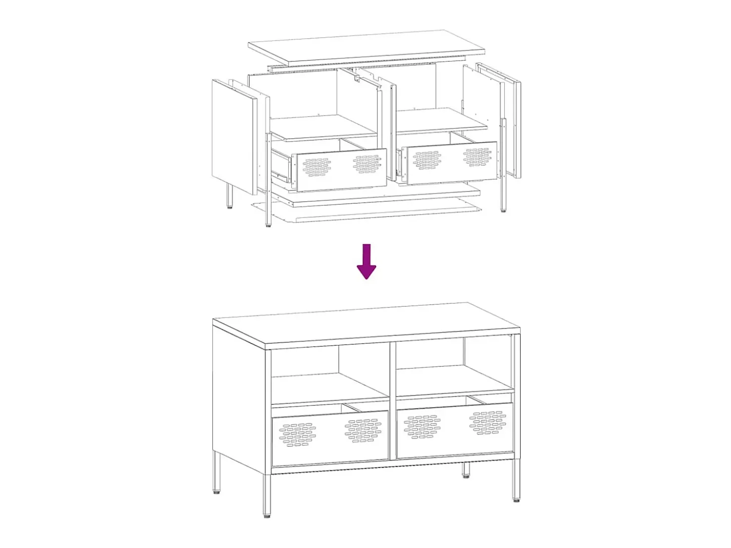 Mueble para TV acero laminado en frío rosa 68x39x43,5 cm
