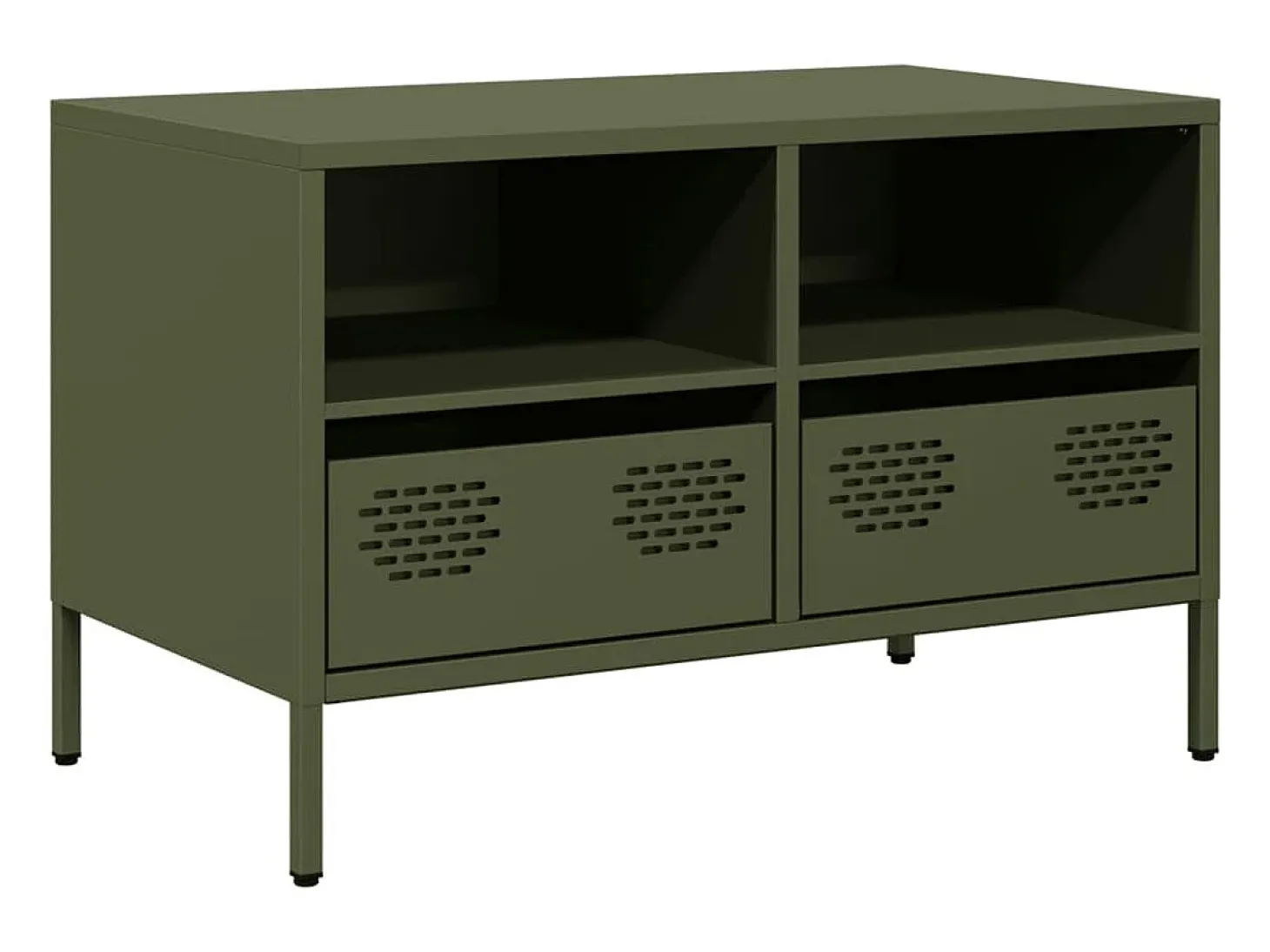 Mueble para TV acero laminado en frío verde oliva 68x39x43,5 cm