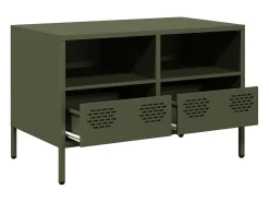 Mueble para TV acero laminado en frío verde oliva 68x39x43,5 cm