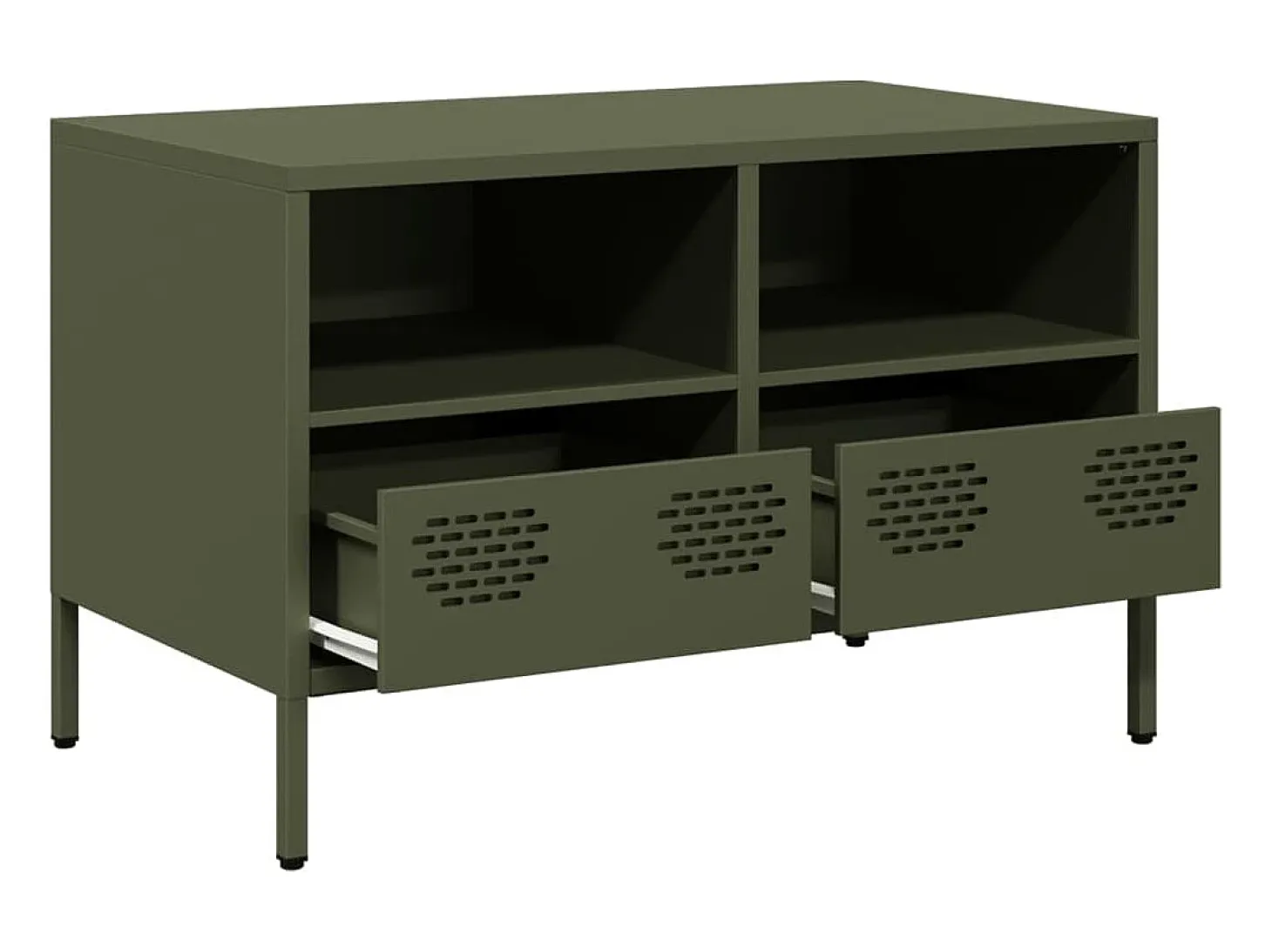 Mueble para TV acero laminado en frío verde oliva 68x39x43,5 cm