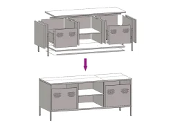 Mueble para TV acero laminado en frío rosa 101,5x39x43,5 cm