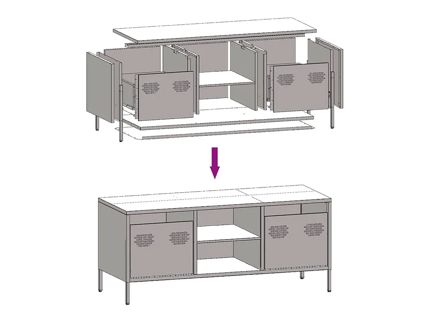 Mueble para TV acero laminado en frío rosa 101,5x39x43,5 cm