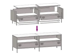 Mueble para TV acero laminado en frío rosa 135x39x43,5 cm