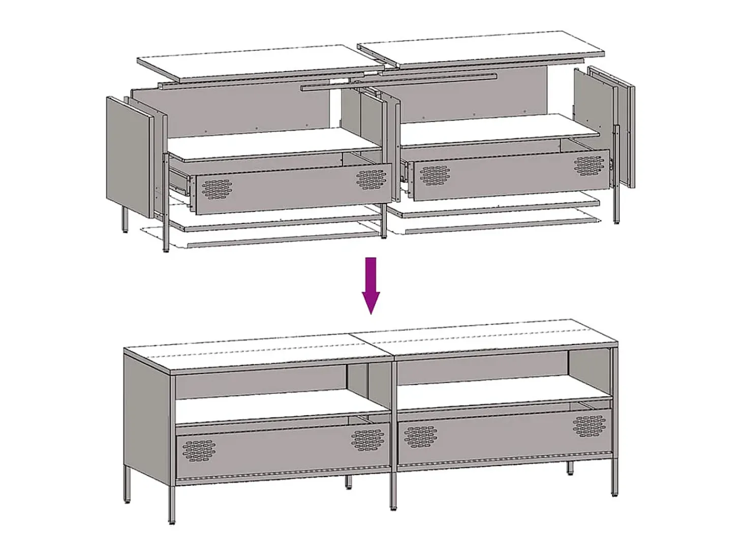 Mueble para TV acero laminado en frío rosa 135x39x43,5 cm