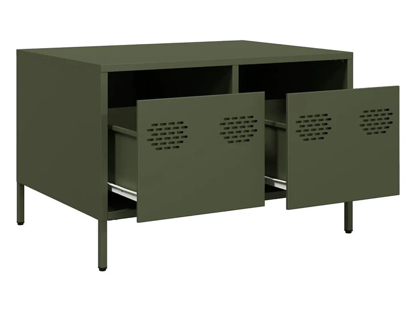 Mueble para TV acero laminado en frío verde oliva 68x50x43,5 cm