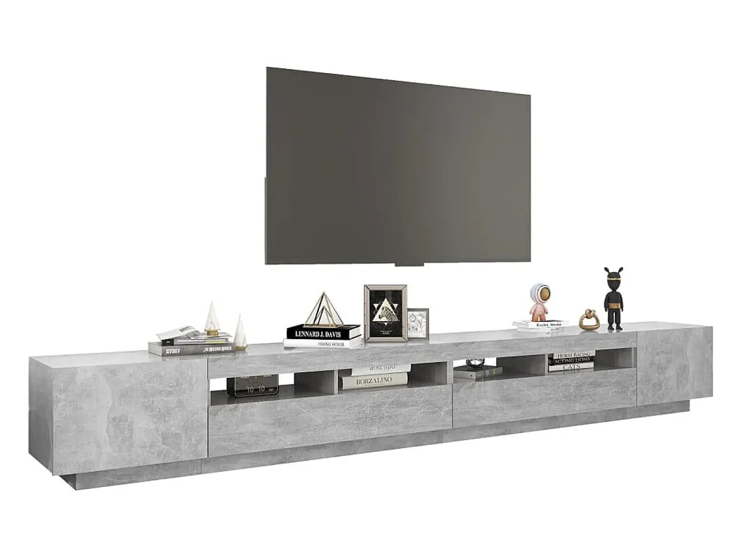 Mueble para TV con luces LED gris hormigón 300x35x40 cm