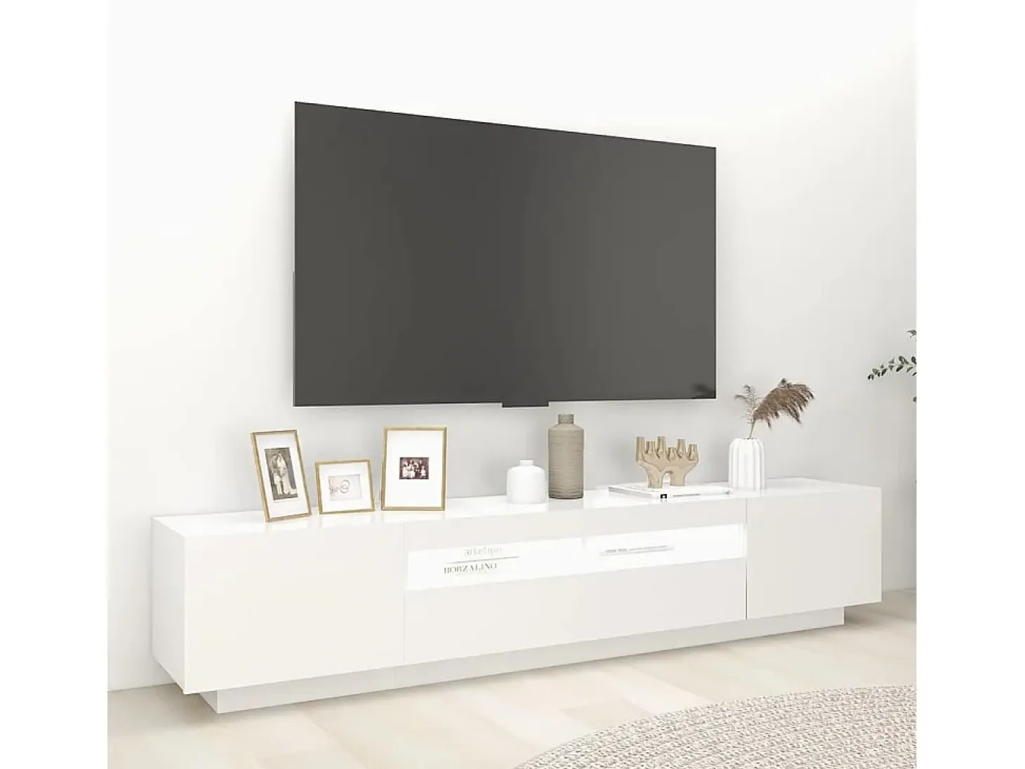 Mueble para TV con luces LED blanco 200x35x40 cm