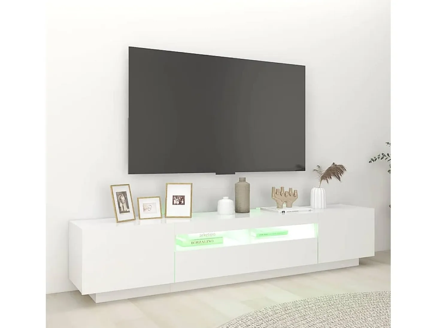 Mueble para TV con luces LED blanco 200x35x40 cm