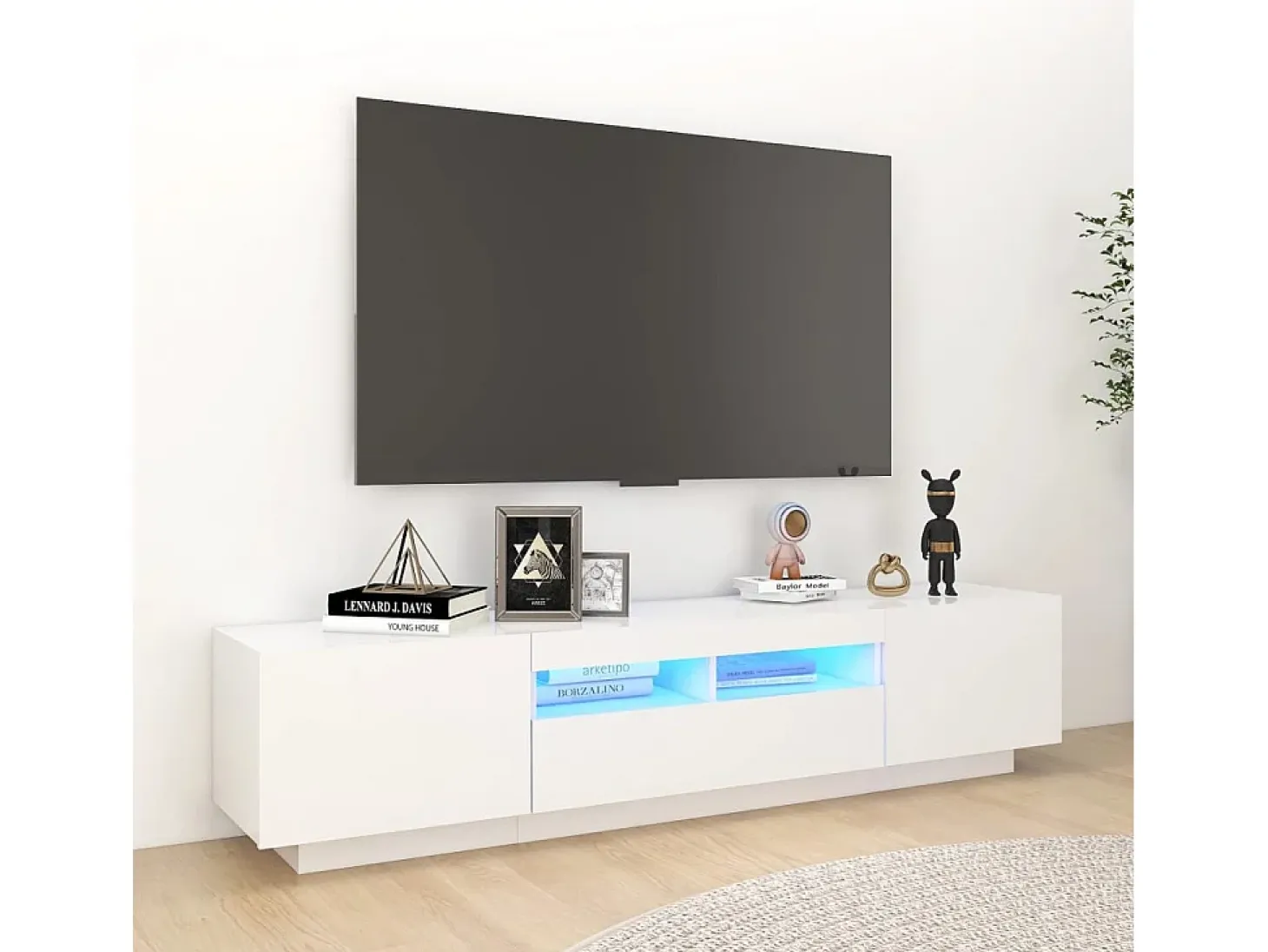 Mueble para TV con luces LED blanco 180x35x40 cm