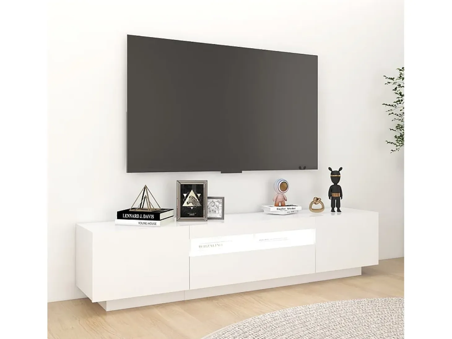 Mueble para TV con luces LED blanco 180x35x40 cm